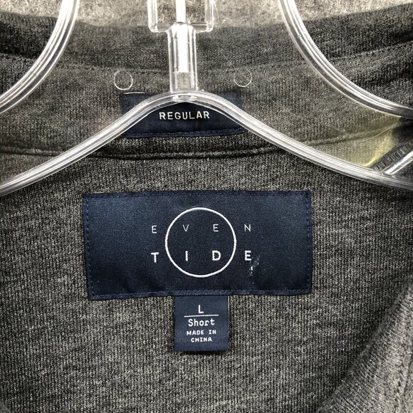 Even Tide Shirt Jacket Mens L Short Gray Fleece Sweater Jacket Shacket Cotton - Picture 7 of 8